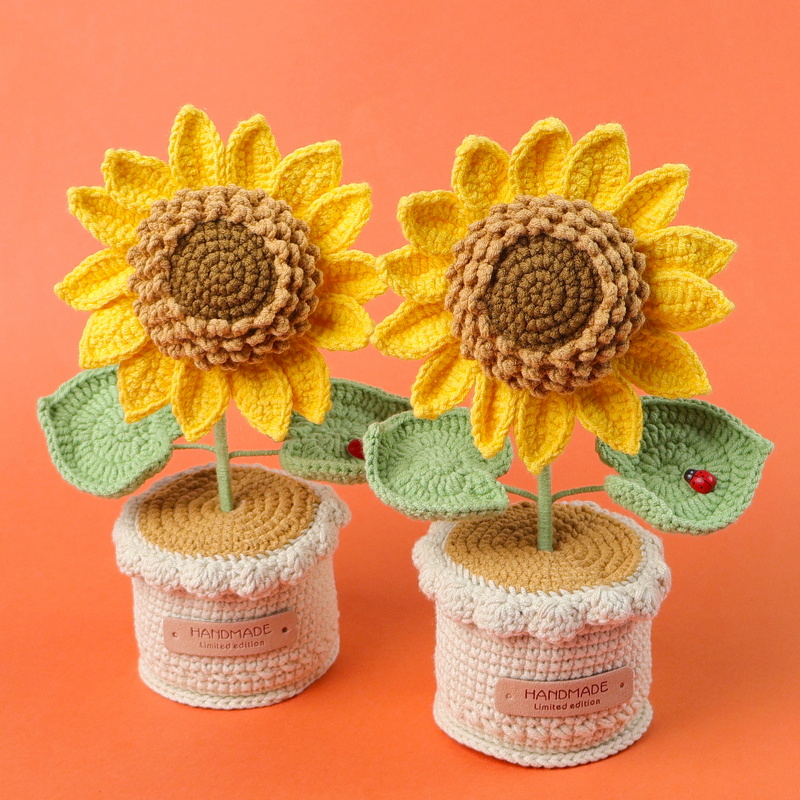 Crochet Plant Manufacturer - OEM/ODM Custom Wool Potted Sunflower Ornament