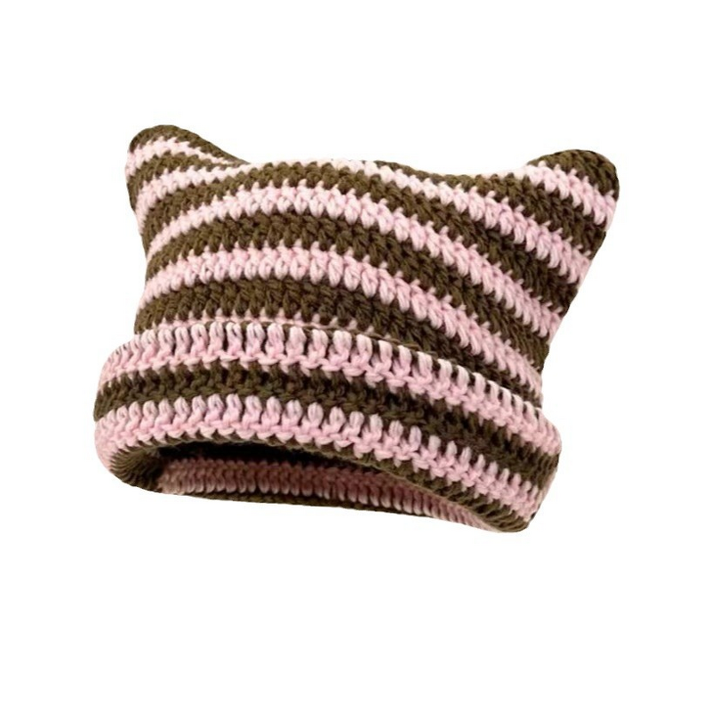 Crochet Hat Manufacturer - OEM/ODM Custom Oversized Cat Ear Striped Hat