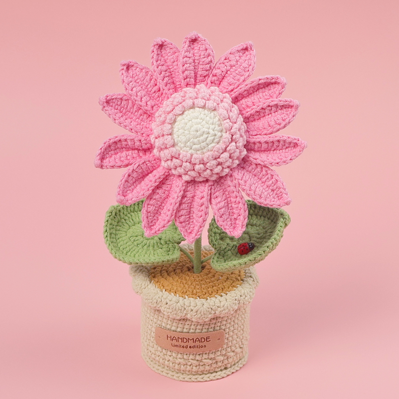 Crochet Plant Manufacturer - OEM/ODM Custom Wool Potted Sunflower Ornament