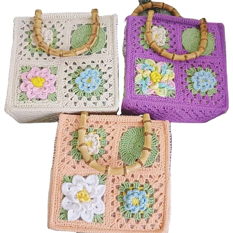 Crochet Bag Manufacturer - OEM/ODM Custom Handmade Flower Wooden Handle