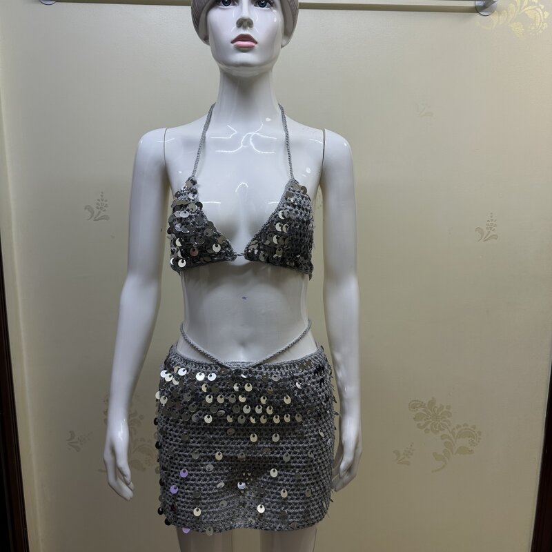 Dress Manufacturer - OEM/ODM Custom Crocheted Glitter Floor-Length Dress