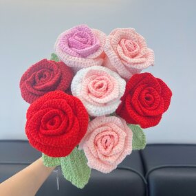 Crochet Bouquet Manufacturer - OEM/ODM Custom Woven Artificial Rose Wine