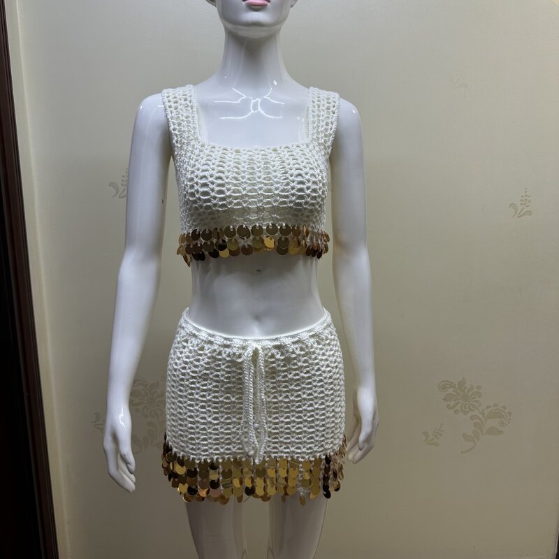 Dress Manufacturer - OEM/ODM Custom Crocheted Glitter Floor-Length Dress