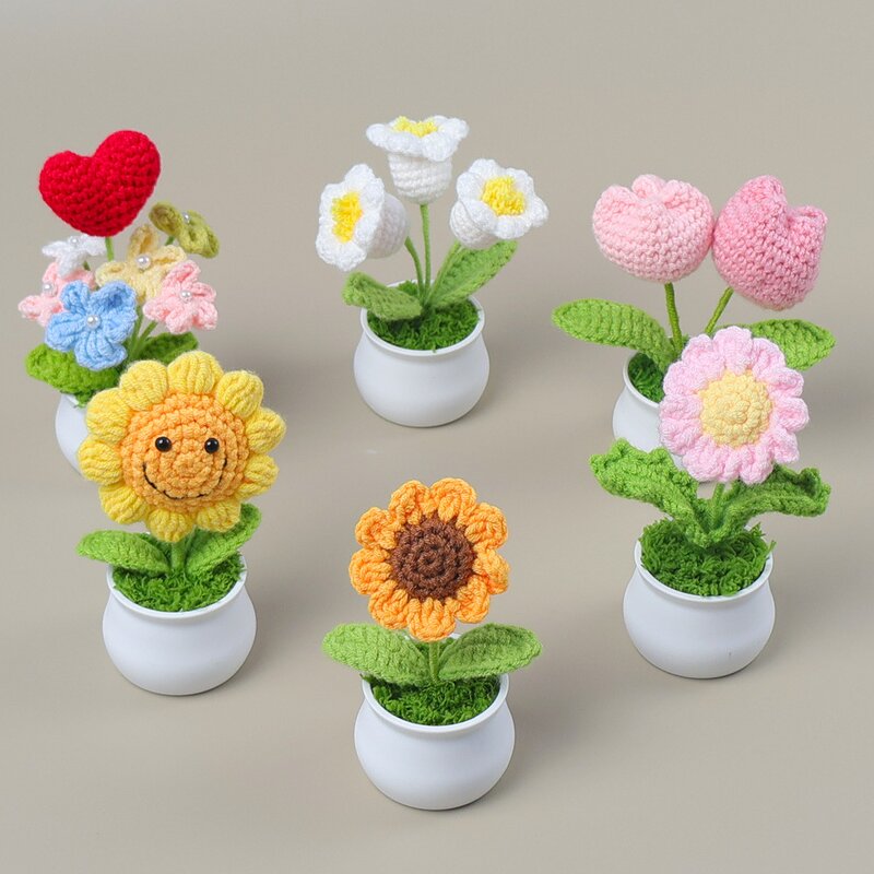Pot Ornament Manufacturer - OEM/ODM Custom Sunflower Knitted Gift