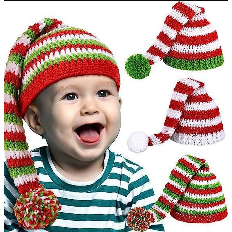 Santa Hat Manufacturer - OEM/ODM Custom Christmas Striped Crochet Baby Prop
