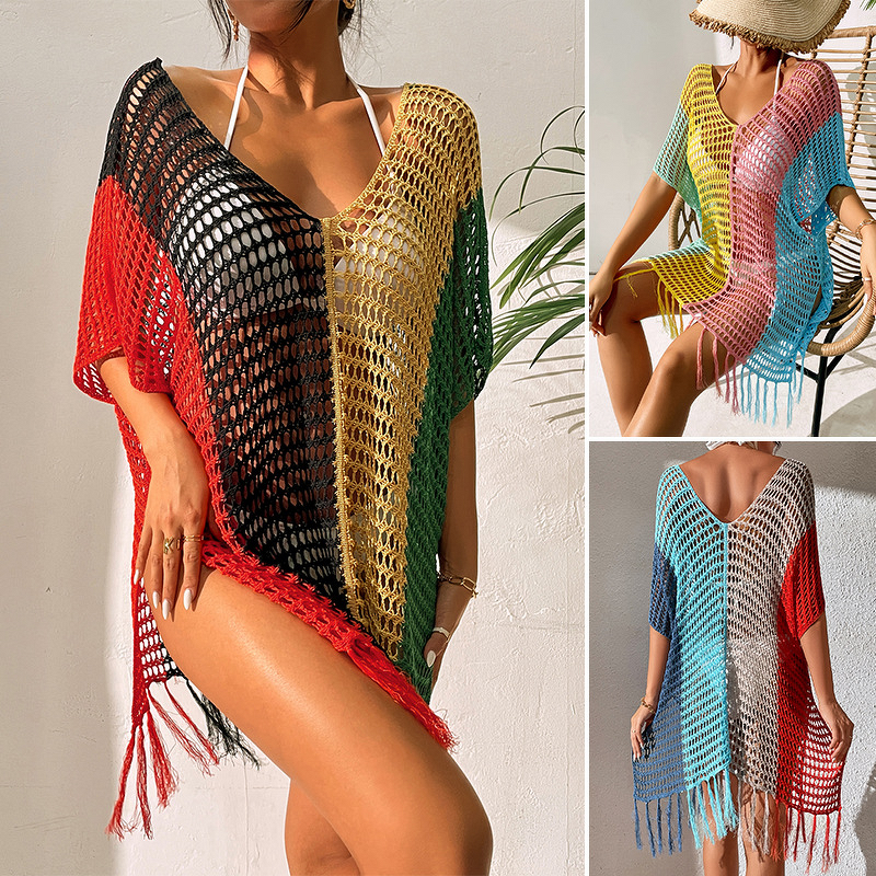 Beach Cover-Up Manufacturer - OEM/ODM Custom Contrast Color Tassel Pullover