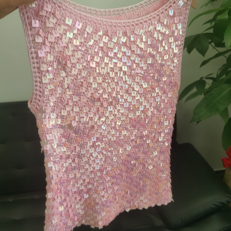 Crochet Top Manufacturer - OEM/ODM Custom Women's Square Sequin Strap