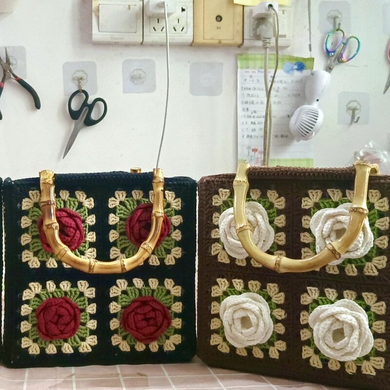 Crochet Bag Manufacturer - OEM/ODM Custom Handmade Flower Wooden Handle