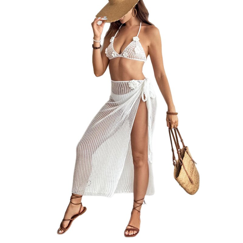 Bikini Cover Set Manufacturer - OEM/ODM Custom Floral Crochet Shirt Skirt