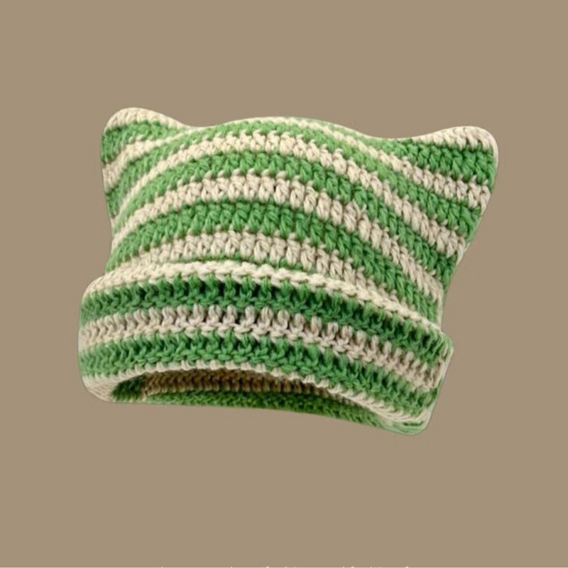 Crochet Hat Manufacturer - OEM/ODM Custom Oversized Cat Ear Striped Hat