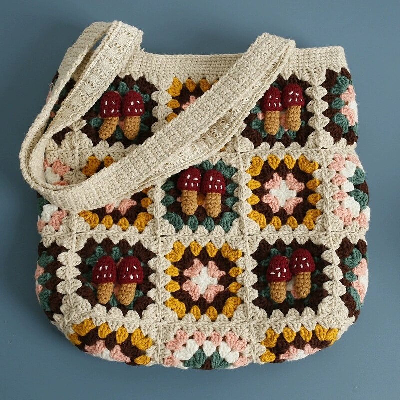 Crochet Bag Manufacturer - OEM/ODM Custom Women's Woolen Square Mushroom