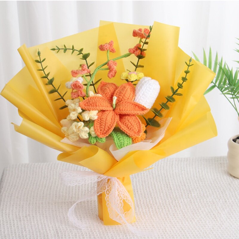 Crochet Bouquet Manufacturer - OEM/ODM Custom Knitted Rose Colorful Flower