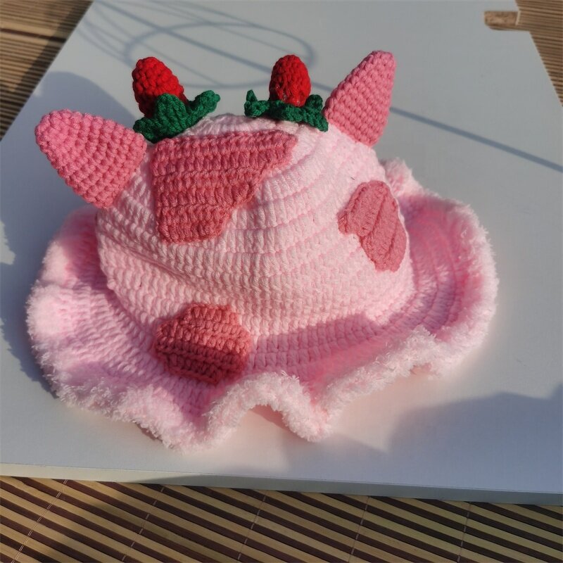 Bucket Hat Manufacturer - OEM/ODM Custom Crochet Red Strawberry Pattern