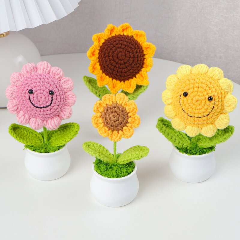 Pot Ornament Manufacturer - OEM/ODM Custom Sunflower Knitted Gift