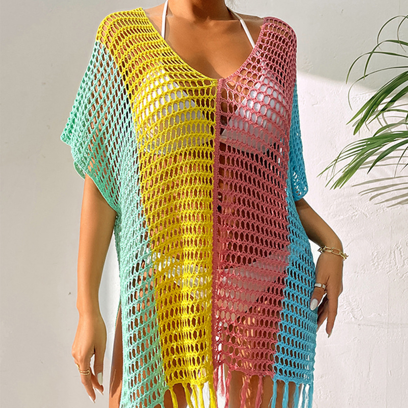 Beach Cover-Up Manufacturer - OEM/ODM Custom Contrast Color Tassel Pullover
