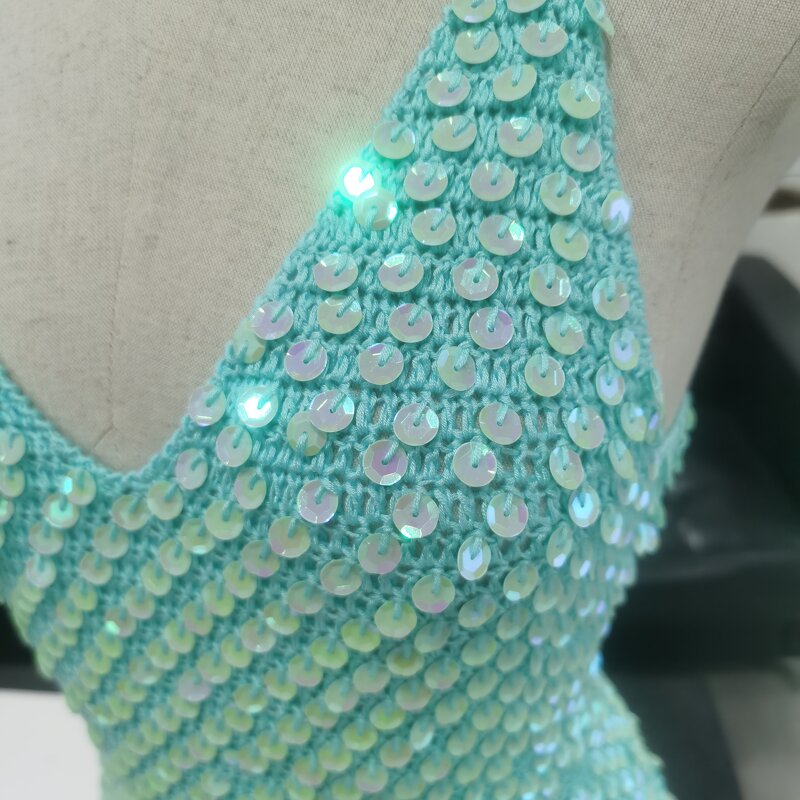 Crochet Top Manufacturer - OEM/ODM Custom Women's V-neck Sequin Top