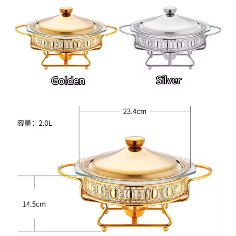 Food Warmer Manufacturer - OEM/ODM Custom 2L Ornate Gold Stainless Steel Glass