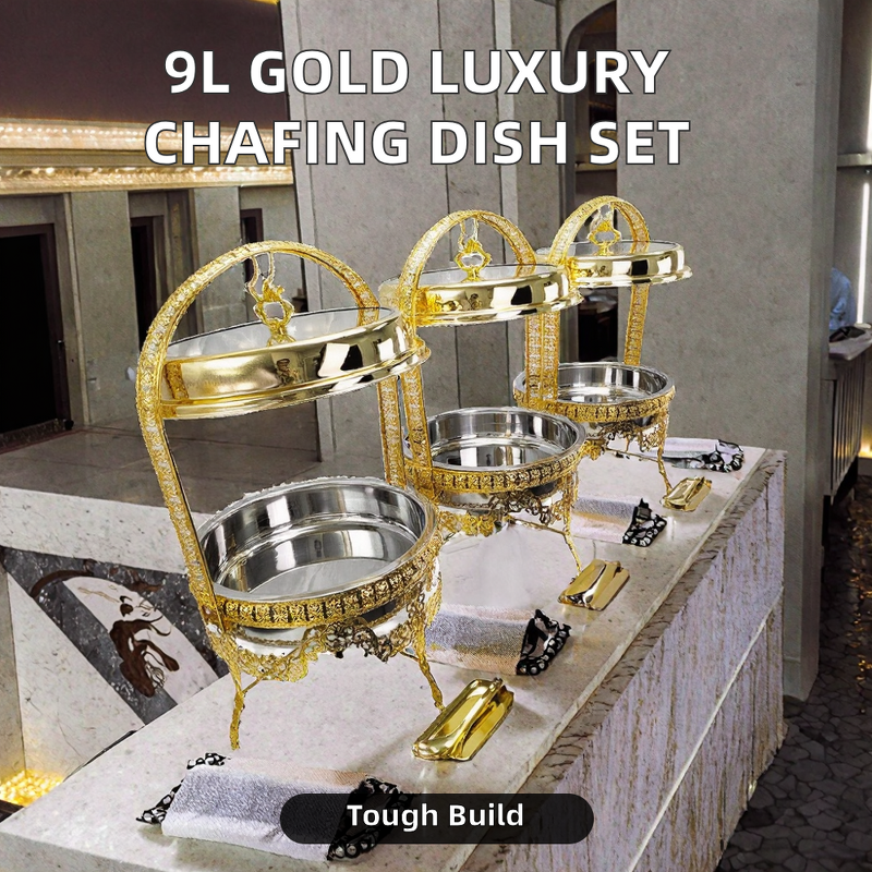Chafing Dish Manufacturer - OEM/ODM Custom 9L Gold Hanging Hinged Lid