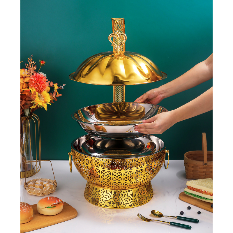 Buffet Warmer Manufacturer - OEM/ODM Custom 6L Gold Stainless Steel Alcohol