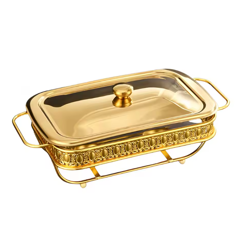 Food Warmer Manufacturer - OEM/ODM Custom 2L Gas Stainless Steel Gold Buffet