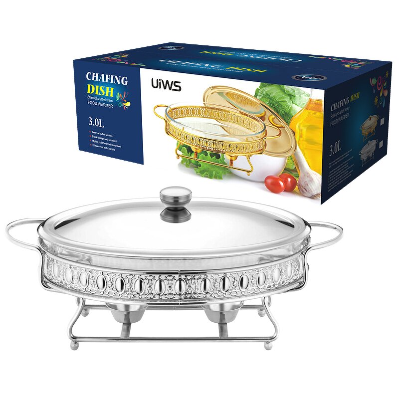 Chafing Dish Set Manufacturer - OEM/ODM Custom 2L Round Gold Lace Stainless Steel