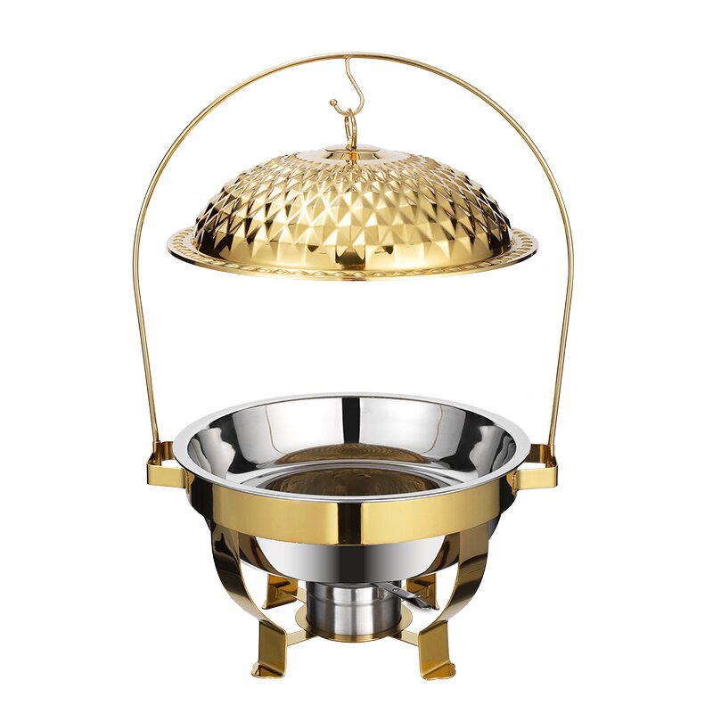 Food Warmer Set Manufacturer - OEM/ODM Custom 4.5L Gold Hanging Lid Container