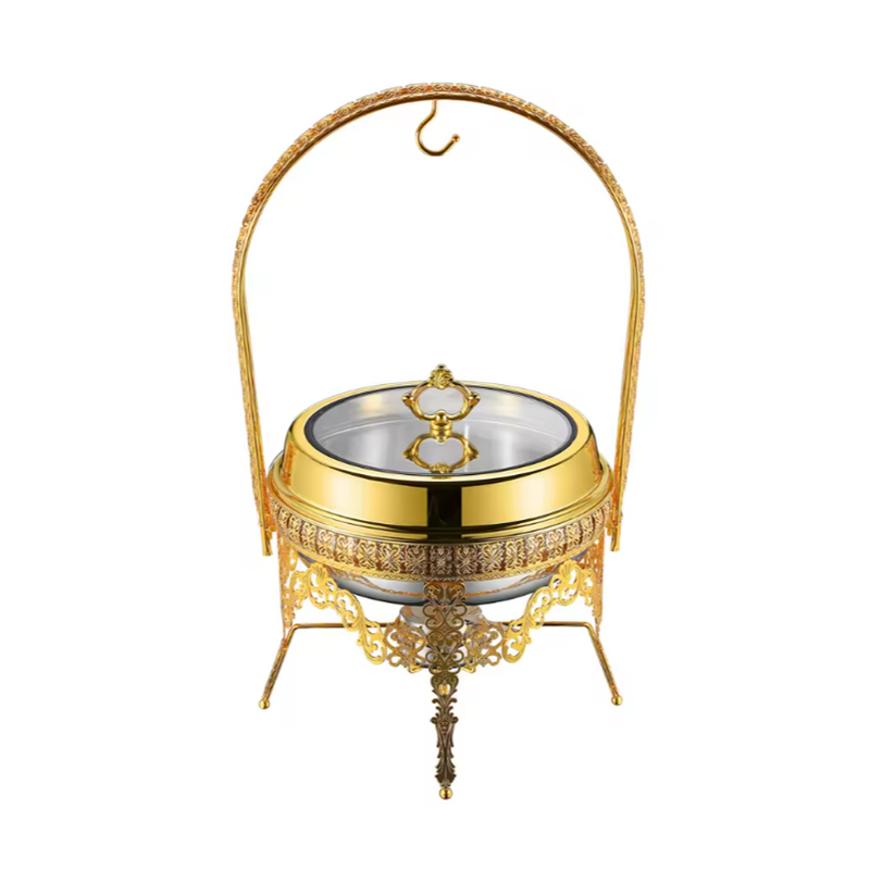 Chafing Dish Manufacturer - OEM/ODM Custom 9L Gold Hanging Hinged Lid