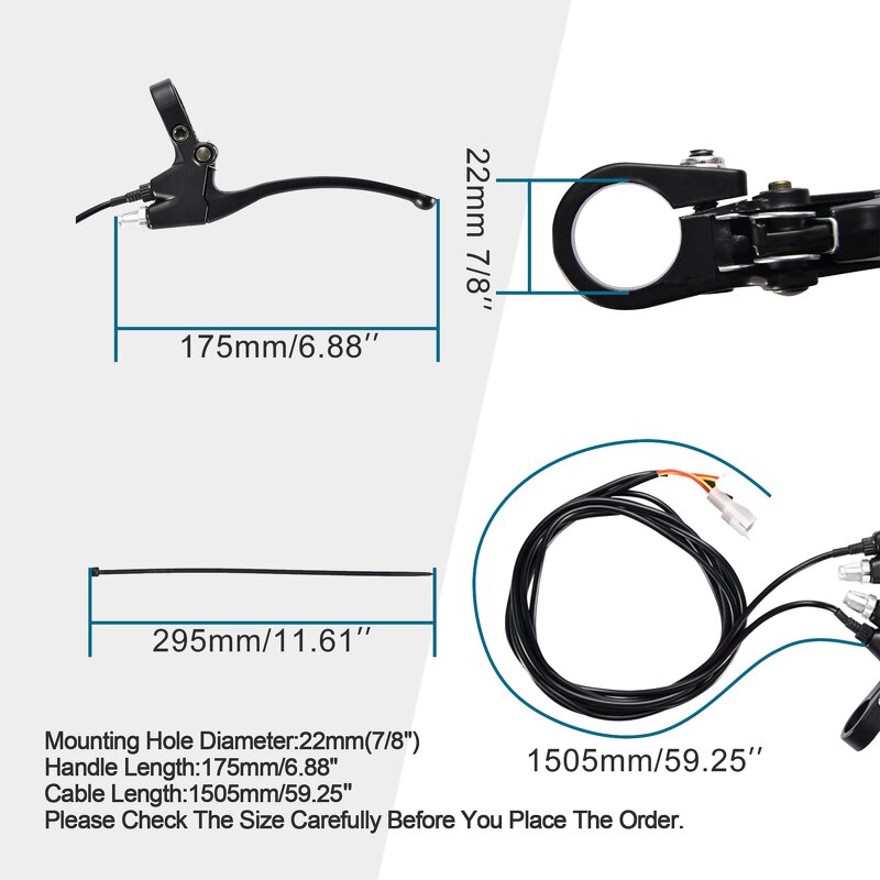 Motorcycle Handlebar Brake Lever Factory - 7/8" 22mm 2 Wires with Ties
