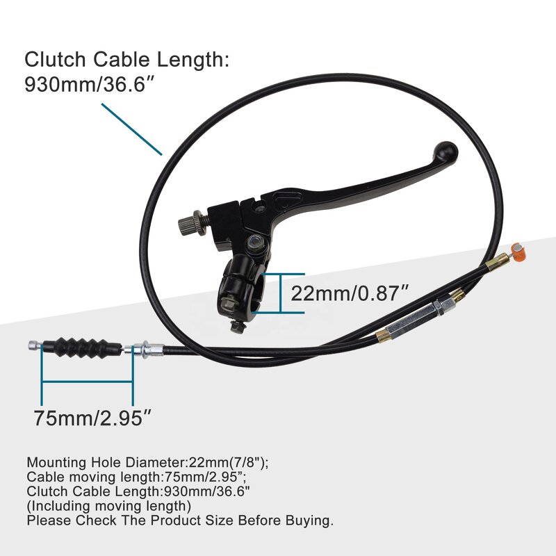 Motorcycle Clutch Lever Factory - 7/8" 22mm Left with Cable Adjuster