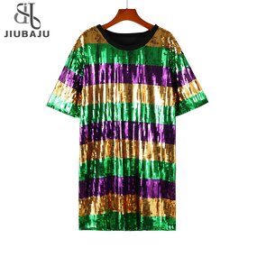 Sequin Dress Manufacturer - OEM/ODM Custom Striped Mardi Gras Color Block