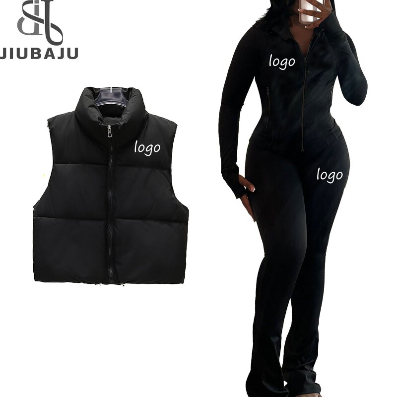 Tracksuit Set Manufacturer - OEM/ODM Custom Logo Women 3 Piece Puffer Vest