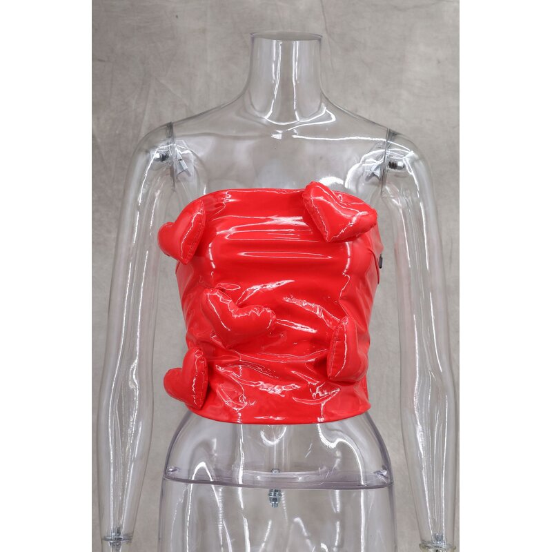 Tube Top Manufacturer - OEM/ODM Custom Sexy 3D Love Heart PU Leather