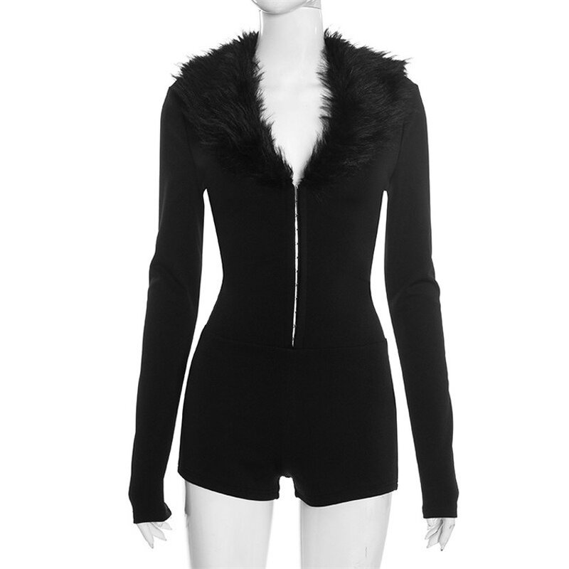 Romper Manufacturer - OEM/ODM Custom Sexy Fur Patchwork Bodycon