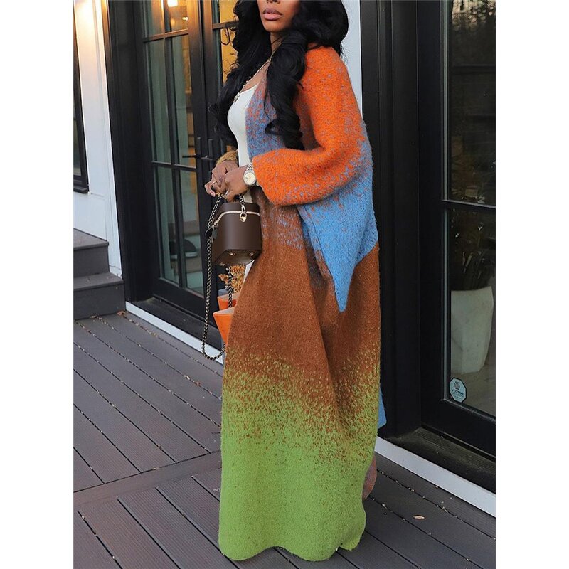 Knit Coat Manufacturer - OEM/ODM Custom Open Stitch Loose Casual Print