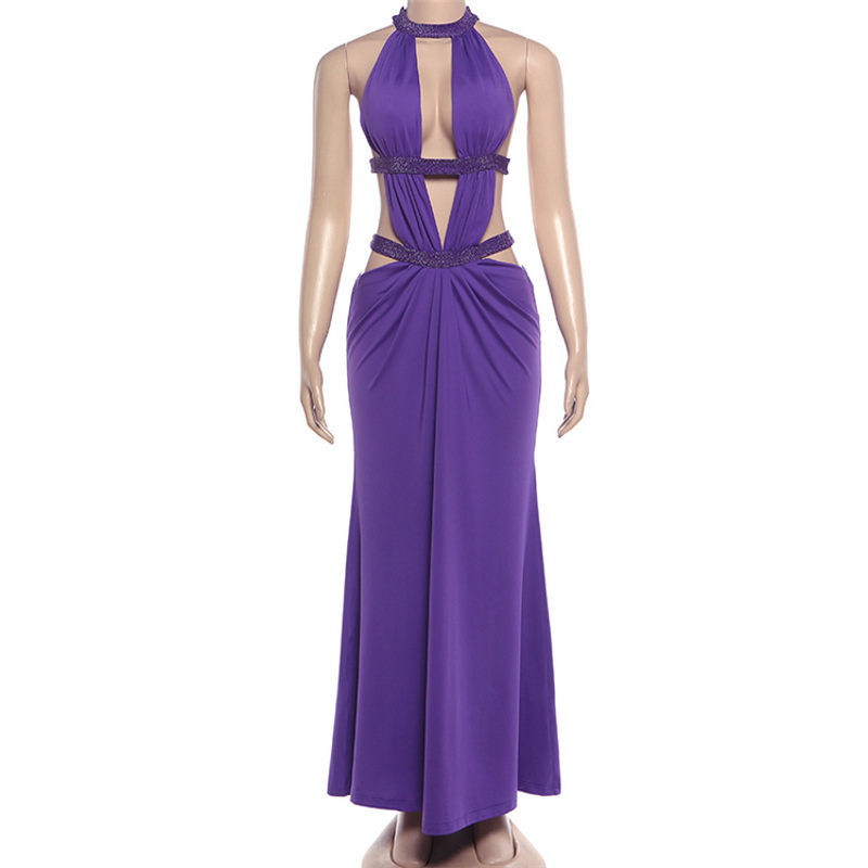 Sequin Dress Manufacturer - OEM/ODM Custom Backless Halter Hollow Out Pleated