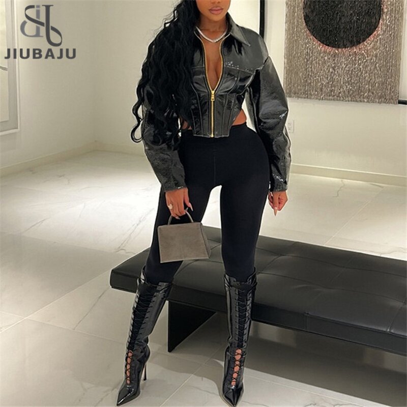 PU Crop Jacket Manufacturer - OEM/ODM Custom Faux Zip Patchwork Irregular