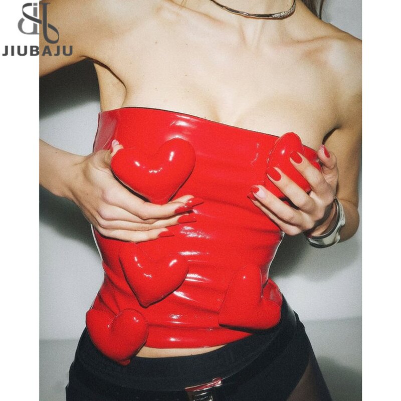 Tube Top Manufacturer - OEM/ODM Custom Sexy 3D Love Heart PU Leather