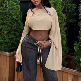 Crop Top Manufacturer - OEM/ODM Custom Sexy Slash Neck Slit Full Sleeve