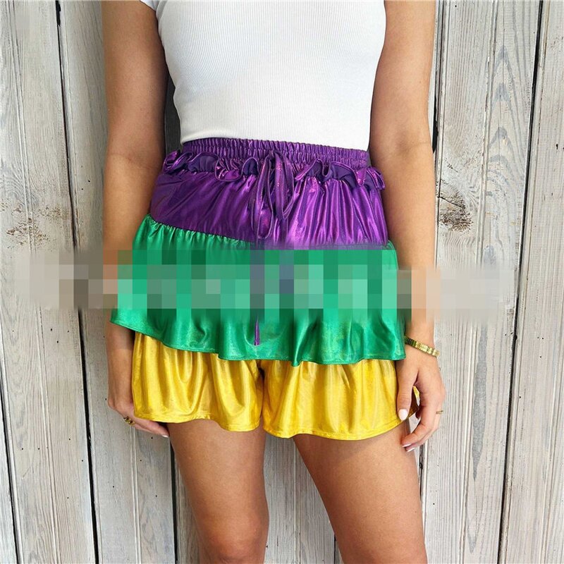 Satin Shorts Manufacturer - OEM/ODM Custom Women Mardi Gras Casual Elastic