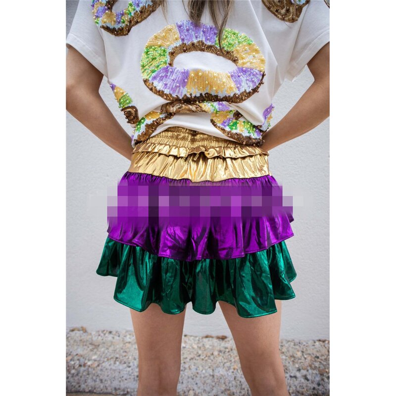 Satin Skirt Manufacturer - OEM/ODM Custom Fashion Mardi Gras Ruffle Mini