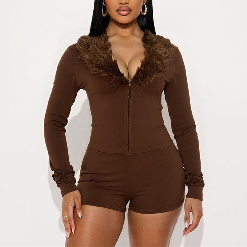 Romper Manufacturer - OEM/ODM Custom Sexy Fur Patchwork Bodycon