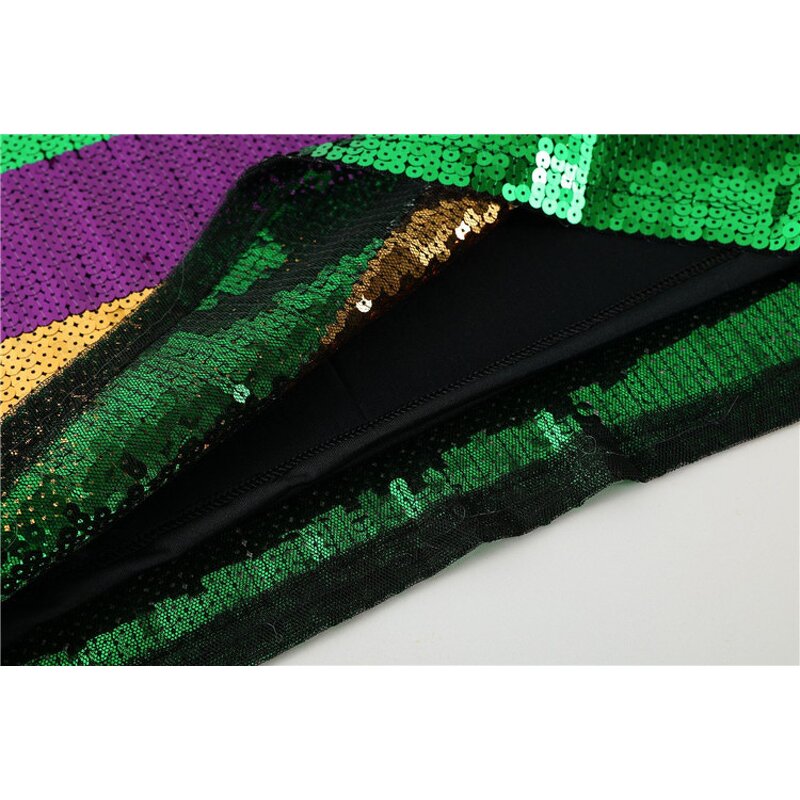 Sequin Dress Manufacturer - OEM/ODM Custom Striped Mardi Gras Color Block