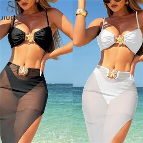 Three Piece Bikini Manufacturer - OEM/ODM Custom 2025 Sexy with Mesh Dress