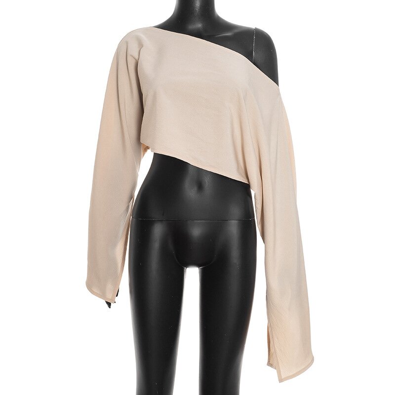 Crop Top Manufacturer - OEM/ODM Custom Sexy Slash Neck Slit Full Sleeve