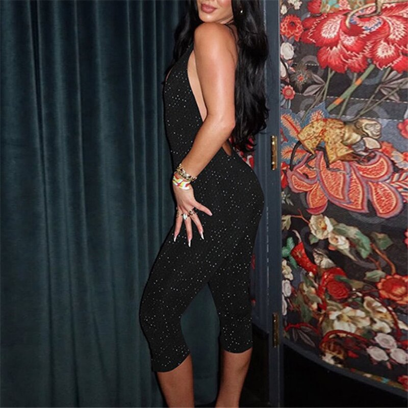 Jumpsuit Manufacturer - OEM/ODM Custom Hot Girls Bright Silk Backless