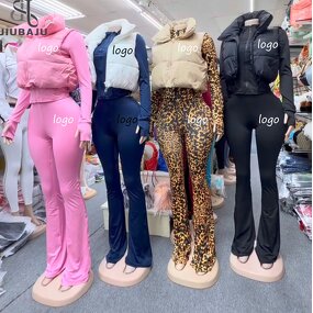 Tracksuit Set Manufacturer - OEM/ODM Custom Logo Women 3 Piece Puffer Vest