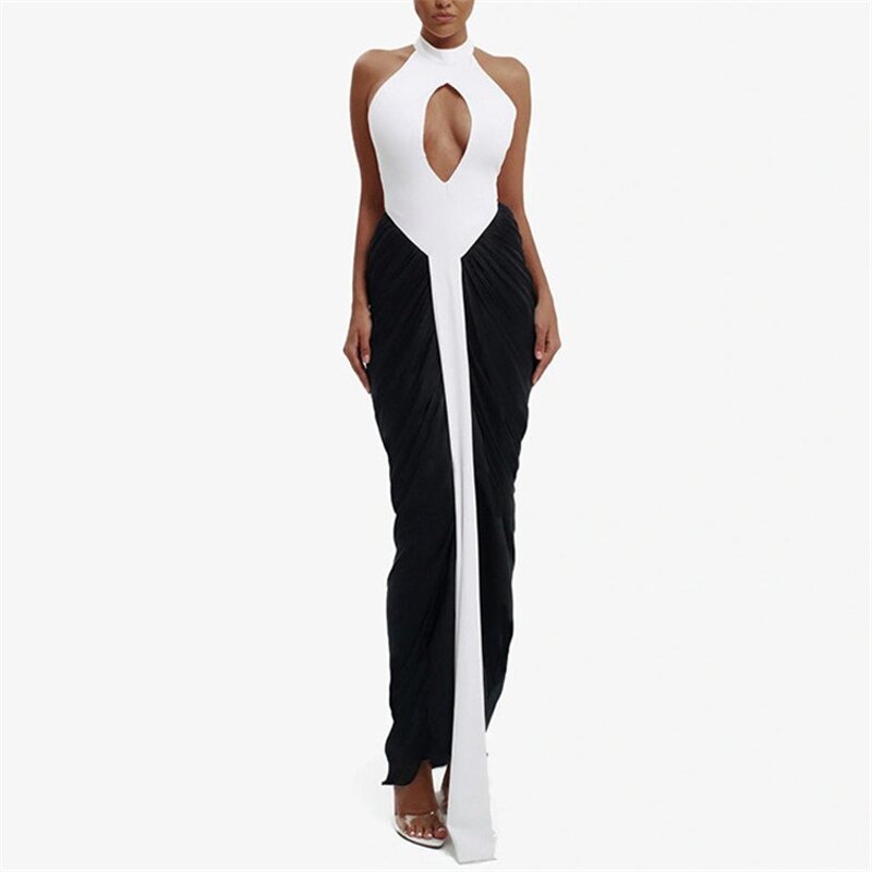 Ruched Dress Manufacturer - OEM/ODM Custom Patchwork Ribbon Backless Halter