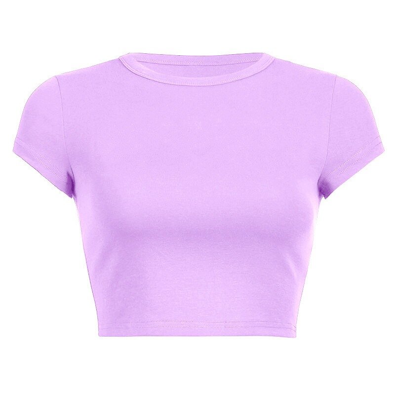 Crop Top Manufacturer - OEM/ODM Custom Logo Short Sleeve O Neck Plain