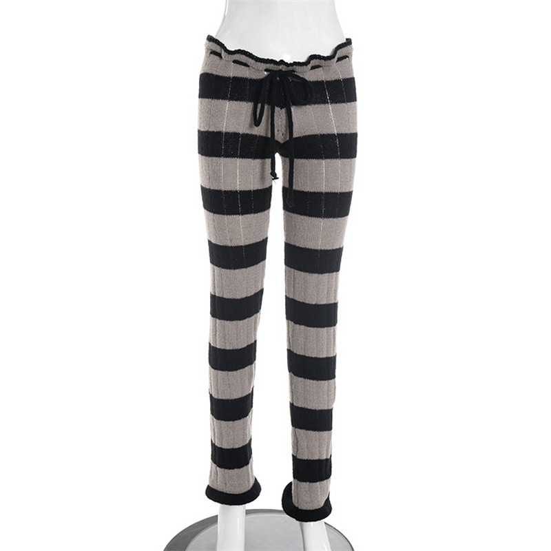 Crochet Pants Manufacturer - OEM/ODM Custom Woolen Stripe Patchwork Shirring