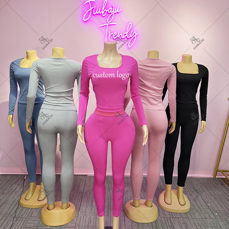 Sporty Set Manufacturer - OEM/ODM Custom Logo Square Neck Ribbed Top Legging